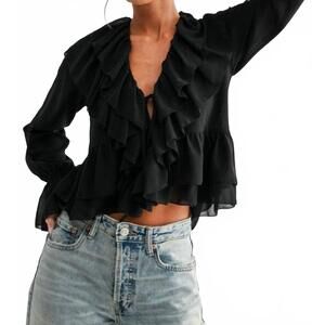 NEW EVENUEL cascadia ruffle top in black
